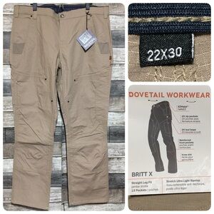 Dovetail Workwear Britt X Rip Stop Pants Women’s 22x30 Tan Straight Leg Fit